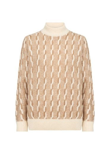 Jumper: Knit Cable Twist INGUN - CREAM & TAN - Soya Concept