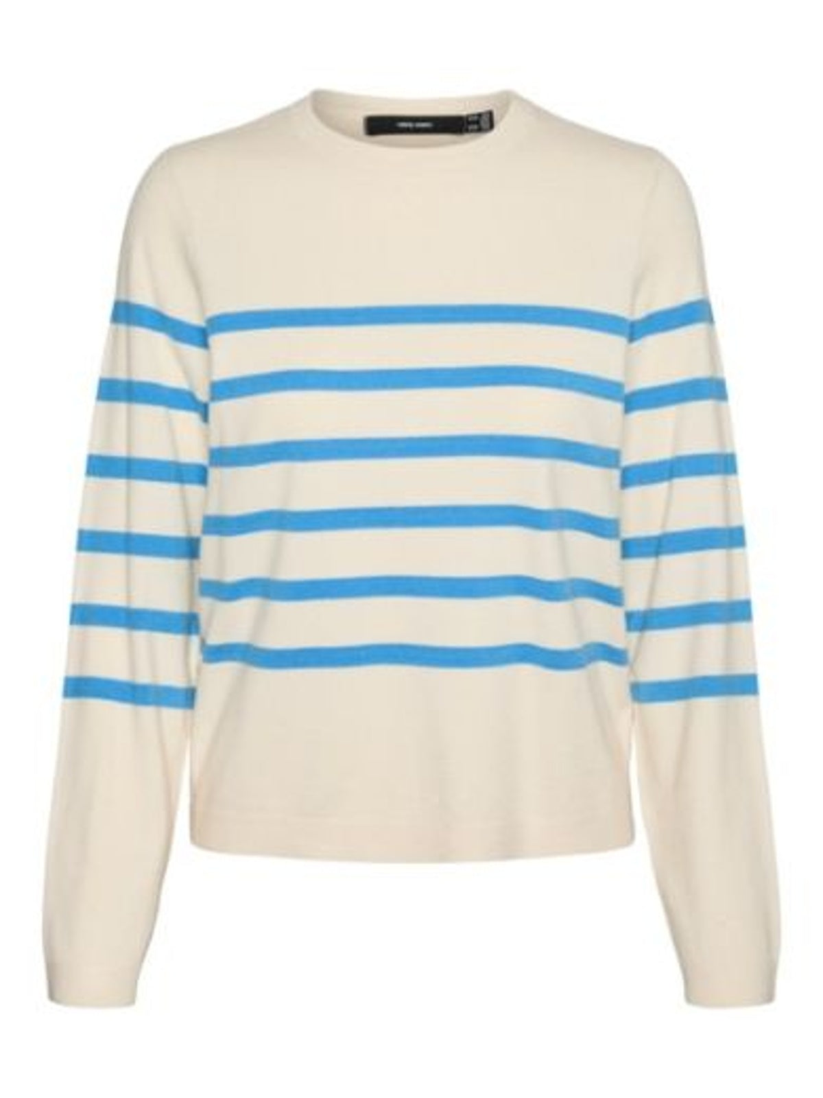 Jumper: Fine Knit Round Neck Long Sleeve SABA - Blue Stripe - Vero Moda