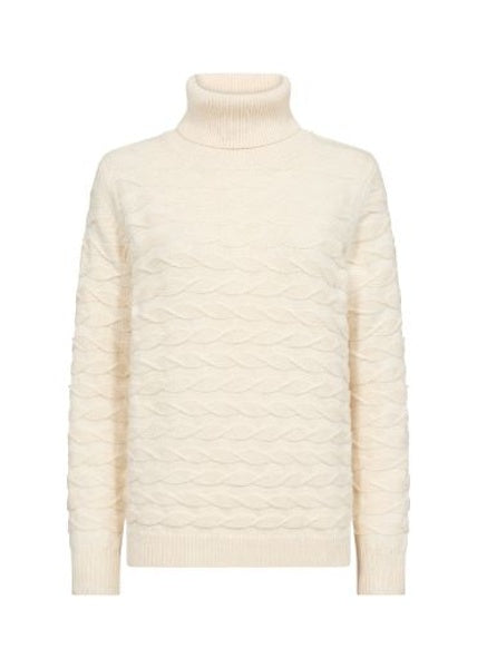 Jumper: Soft Cable Knit Roll Neck Long Sleeve ILA - CREAM - Soya Concept