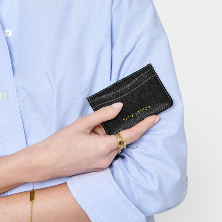Card Holder: Soft Vegan Leather PERRI Stiching - BLACK - Katie Loxton