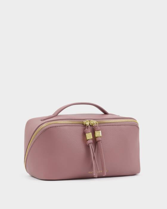 Cosmetic Bag: Soft Vegan Leather Wash Full Open Large - Deep Rose - Katie Loxton