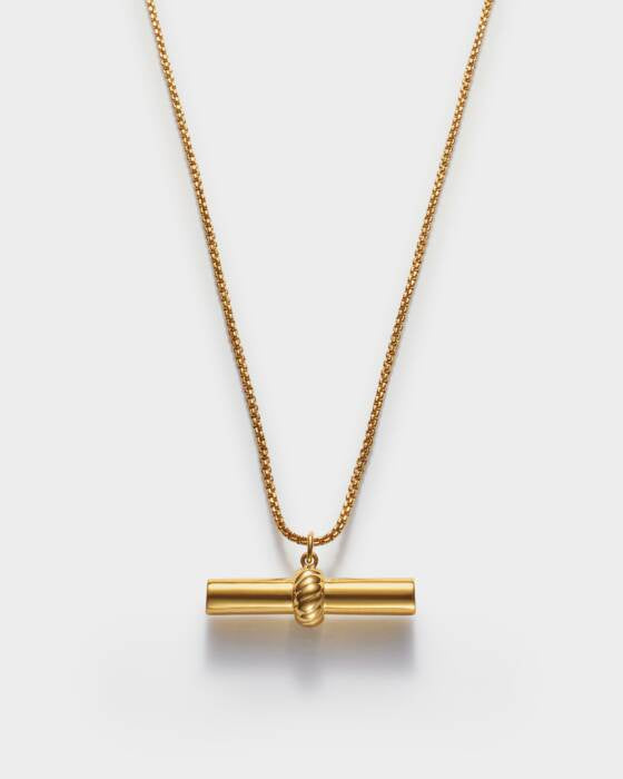 Necklace: Waterproof Long Chain T- Bar THEMIS - Gold Coated - Katie Loxton