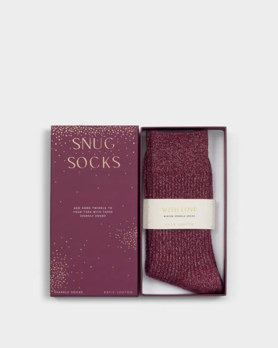 Socks: Gift Boxed Sparkle - Cherry  - Katie Loxton