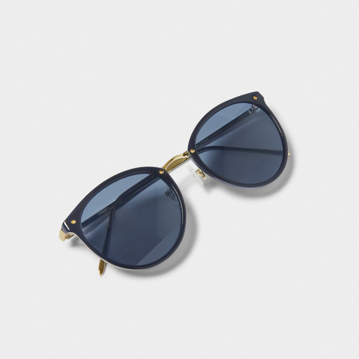Sunglasses: Santorini Round Gold Frame UV Proection - Navy - Katie Loxton