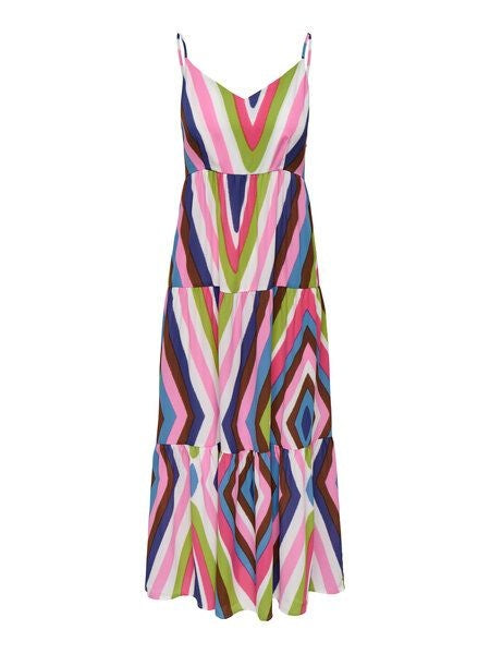 Long dress: Recycled  Thin Strap Sleeveless Tiered ONLALMA  - Multicolour - ONLY