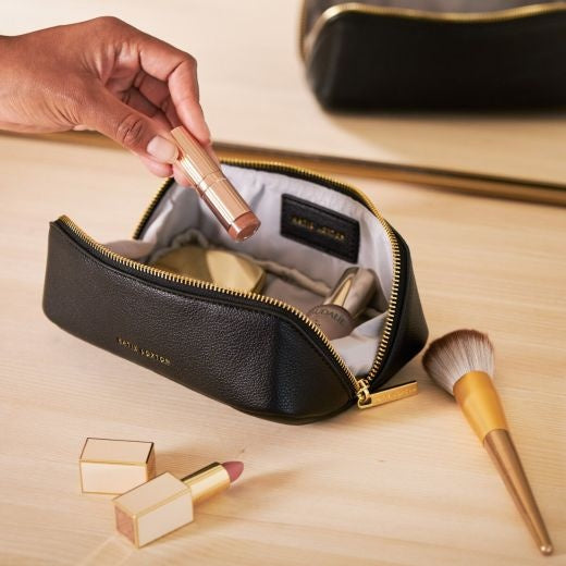 Cosmetic Bag: Soft Vegan Leather Small - Black - Katie Loxton