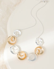 Necklace: Short Swirls - Silver & Gold