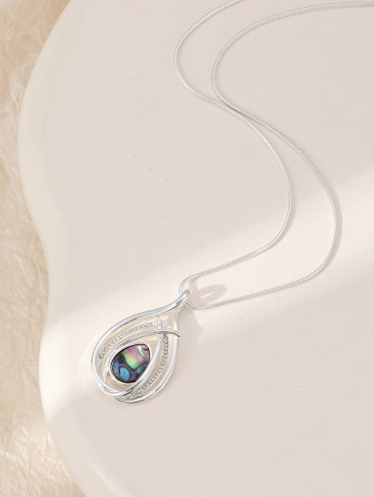 Necklace: Short Pendant Oval Charm- Silver - Gracee Jewellery