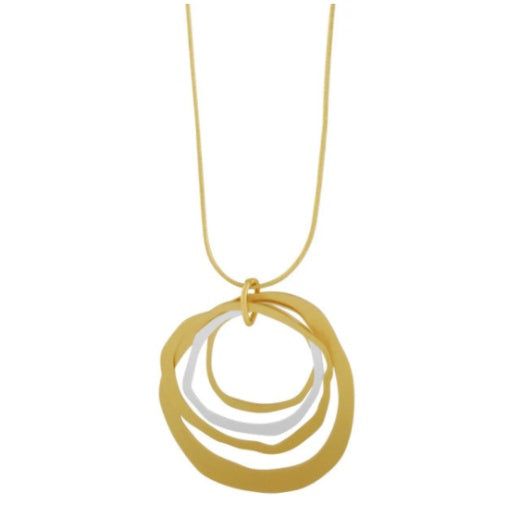 Necklace: Adjustable Pendant 2 Tone Organic Circles  Elysian - Gold & Silver Plated - FASHION - Dansk