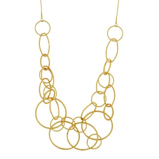 Necklace: Adjustable Statement Lots of Open Circles Mesh Tempeste - Gold Plated - FASHION - Dansk