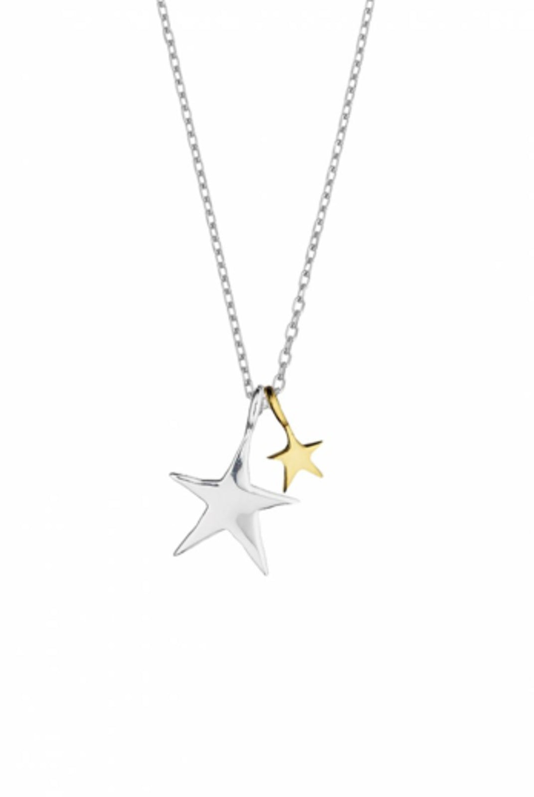 Necklace on Card: Pendant Double Star BRIGHT STAR - Silver & Gold Plated - Estella Bartlett