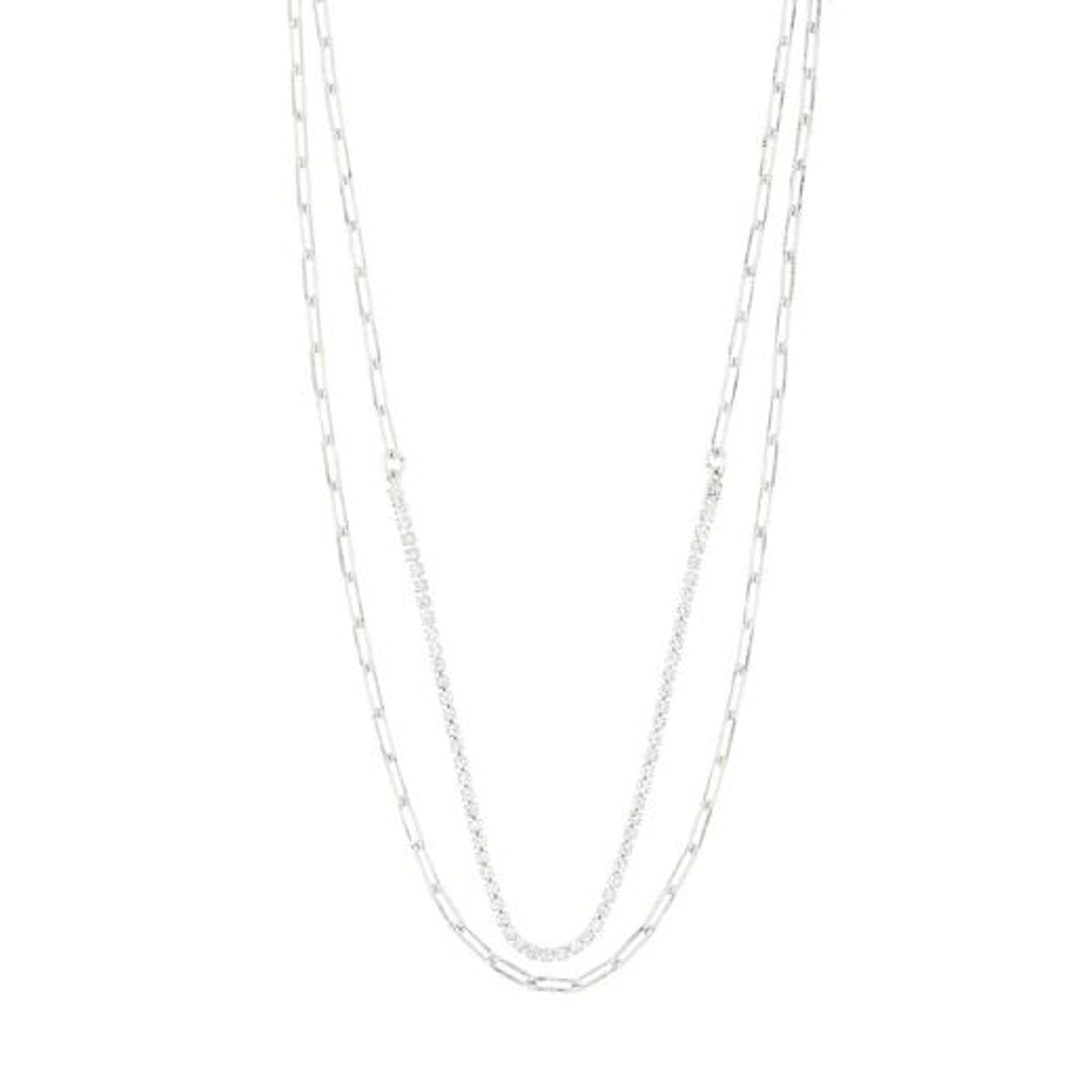 Neklace: 2 in 1 Short Chains ROWAN - Silver Plated - PILGRIM