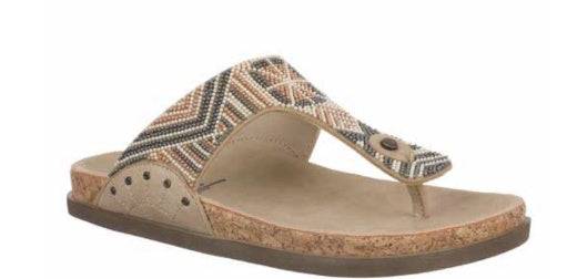 Sandals: Beaded Vegan Leather Toe Post LYRIC - Natural Sand Beige - Blowfish Malibu