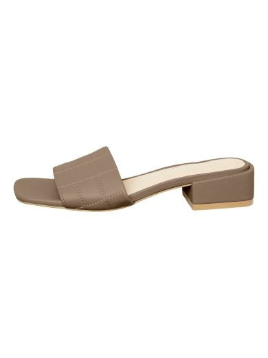 Sandals: PU Slip On Square Toe Low Heal Tua - Taupe - Vero Moda