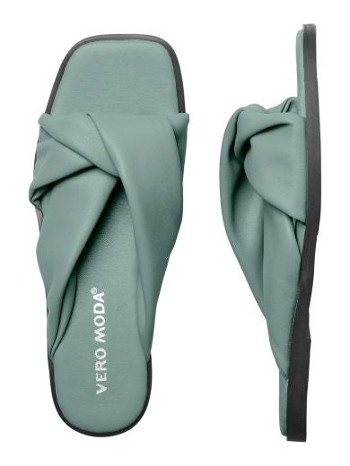 Sandals: PU Slip On Twist Square Toe Flat Bera  - Sage Green - Vero Moda