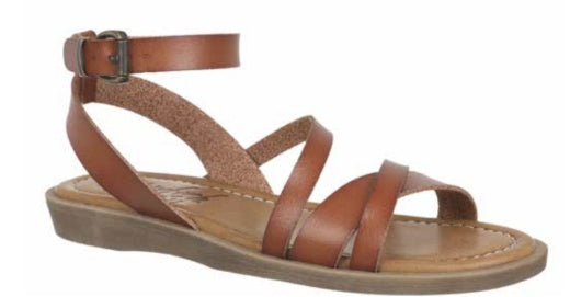 Sandals: Vegan Leather Strappy Ankle Cross Over Front DAFFODIL - Tan - Blowfish Malibu