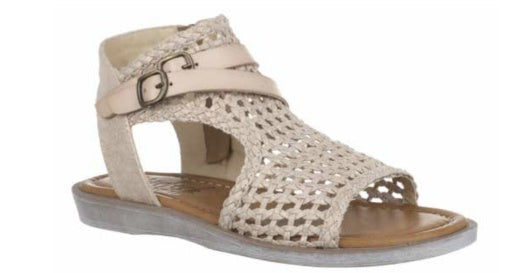 Sandals: Woven Vegan Leather Ankle Straps Buckle DREAM - CREAM & GOLD - Blowfish Malibu