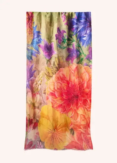 Scarf: Cotton Linen Bountiful Blooms - Pink & Orange - FASHION - Powder Designs Ltd