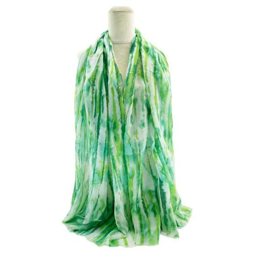 Scarf: Lightweight Infinite Lines Glitter - Green - Antique Rose