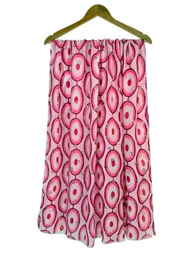 Scarf: Lightweight Ovals Metallic Gold Swirls  - Bright Pink