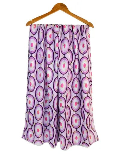 Scarf: Lightweight Ovals Metallic Gold Swirls  - Purple
