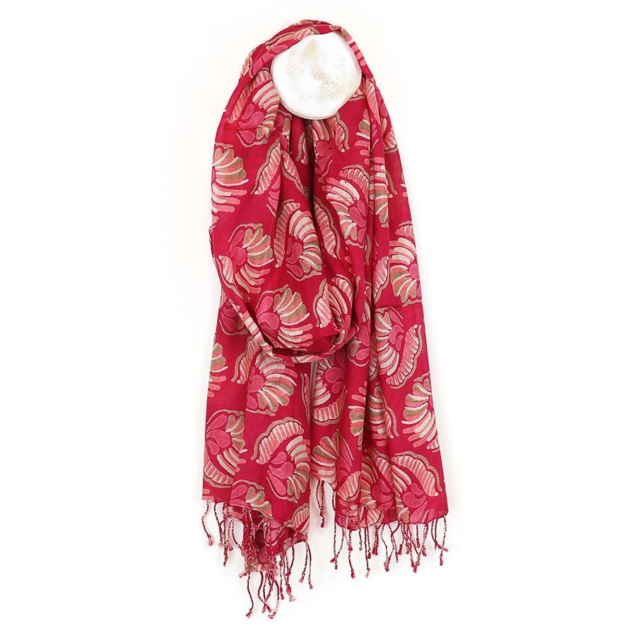 Scarf: Modal Shell Print  - Red - POM