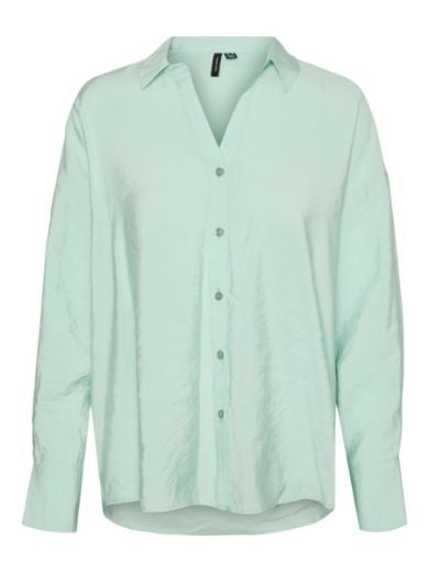 Shirt: Collar Buttons Long Sleeve QUEENY - Birds Egg Green - Vero Moda