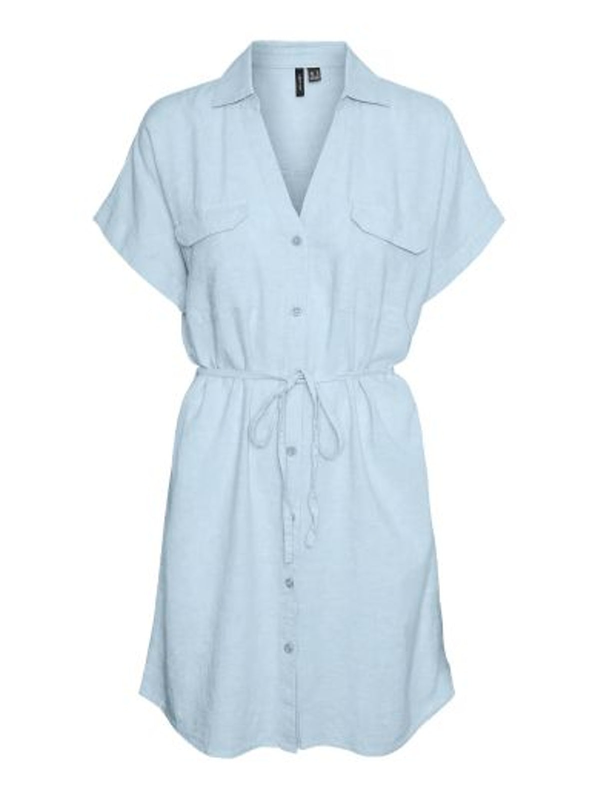 Shirt Dress: Linen Mix V neck Short LINN - Airy Blue - Vero Moda