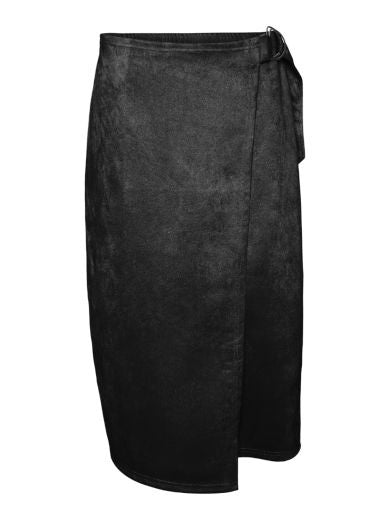 Skirt: Faux Suede Wrap THEA - BLACK - Vero Moda