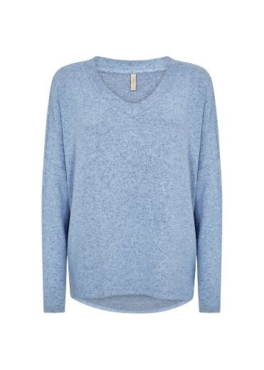 Top: Soft Touch V Neck Long Sleeve BIARA - Light Blue - Soya Concept