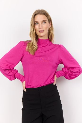 Top: Soft Touch Turtle Neck Long Sleeve MARICA - FUCHSIA PINK - Soya Concept