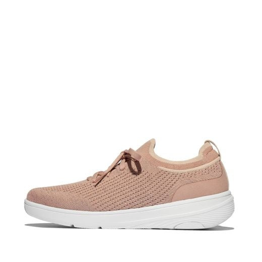 Trainers: SUPER-Q KNIT SLIP-ON LACED SNEAKERS  - Beige Buff Rose Gold - FitFlop