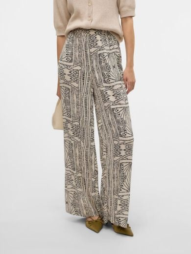 Trousers: Wide Leg Elasticated High Waist MENNY - Black & White - Vero Moda