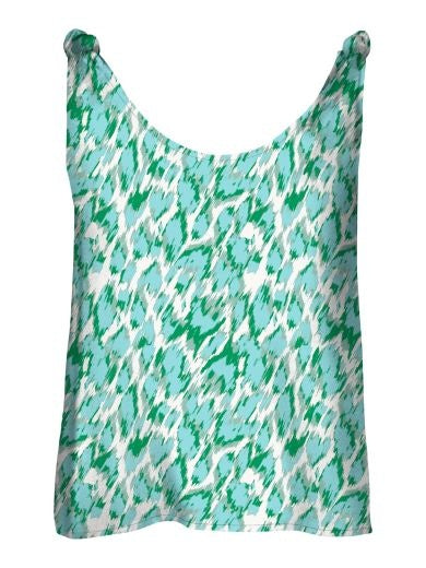 Vest Top: Lightweight U Neck Singlet Sleeveless Pattern Menny - Bright Green - Vero Moda