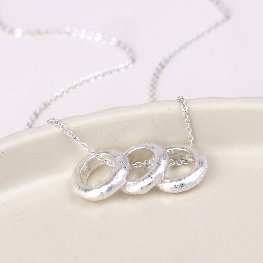 Necklace: Chain With Rounded Rings Adjustable - Silver Plated - POM
