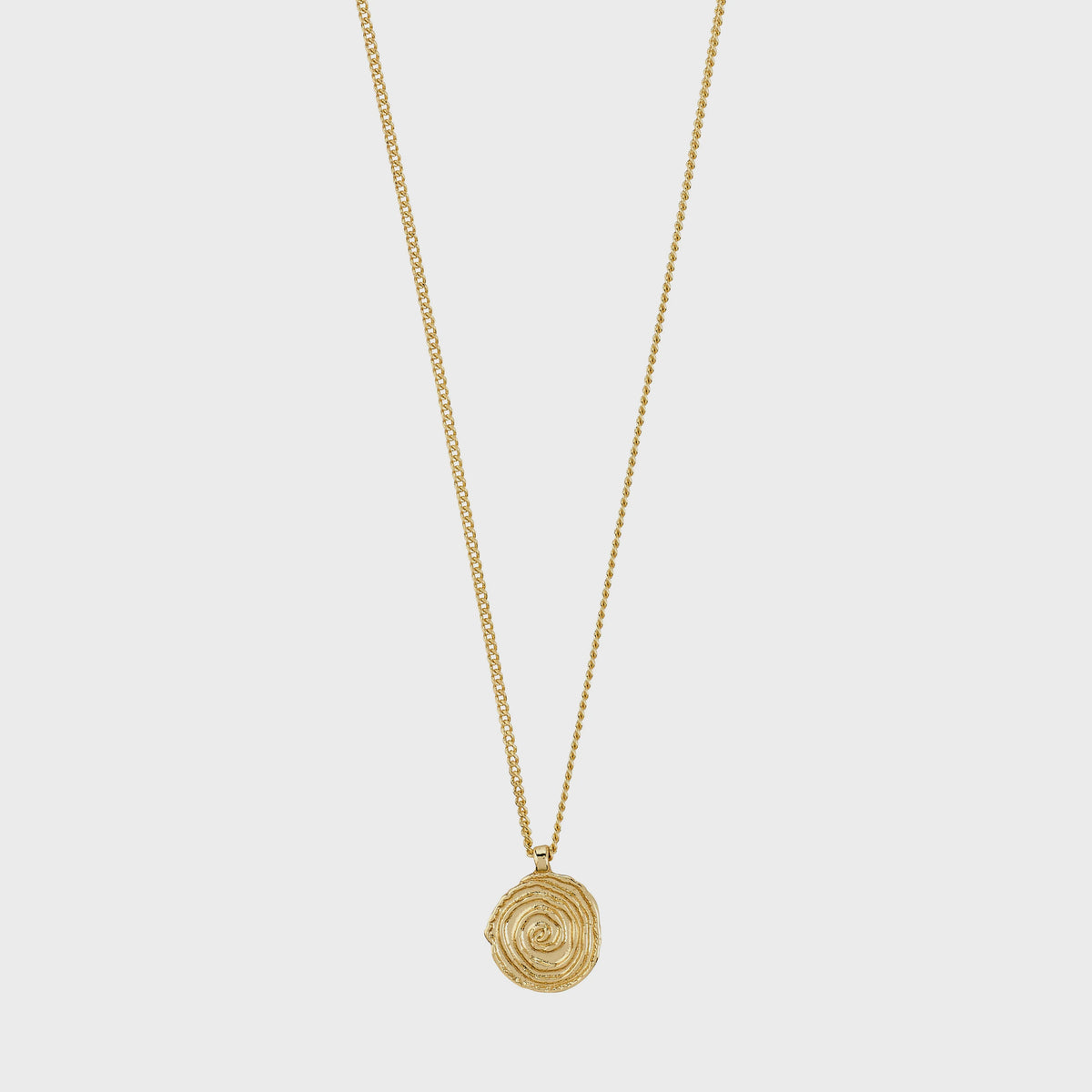 Necklace: Gold Plated Long Chain Coin Pendant AIR  - Gold - Pilgrim