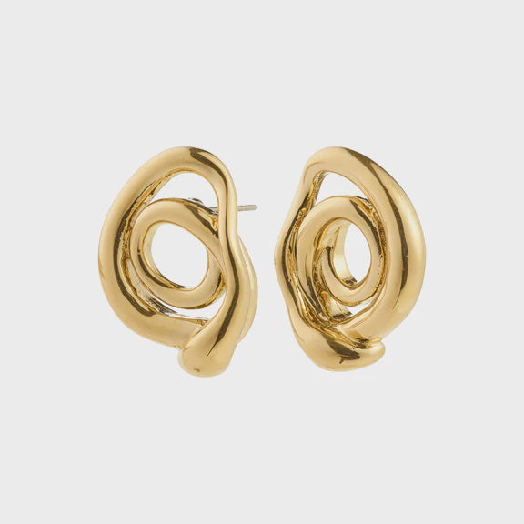 Earrings: Stud Doodle Design UNFOLD - Gold Plated - Pilgrim