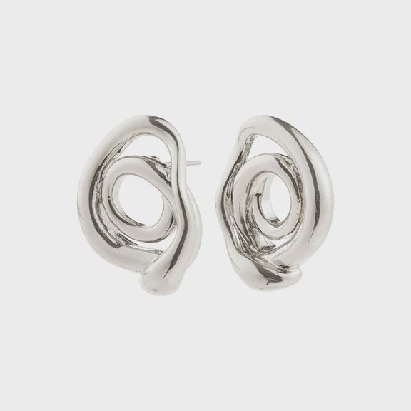 Earrings: Stud Doodle Design UNFOLD - Silver Plated - Pilgrim