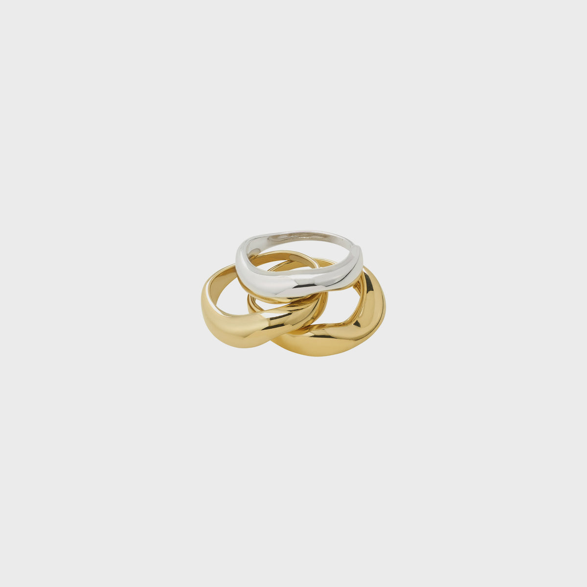 Ring: 3 In 1 Organic Shaped NOVA - Silver & Gold Plated - Pilgrim
