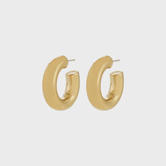 Earrings: Hoops Semi Medium Chunky Design PHASE - Gold Plated - Pilgrim