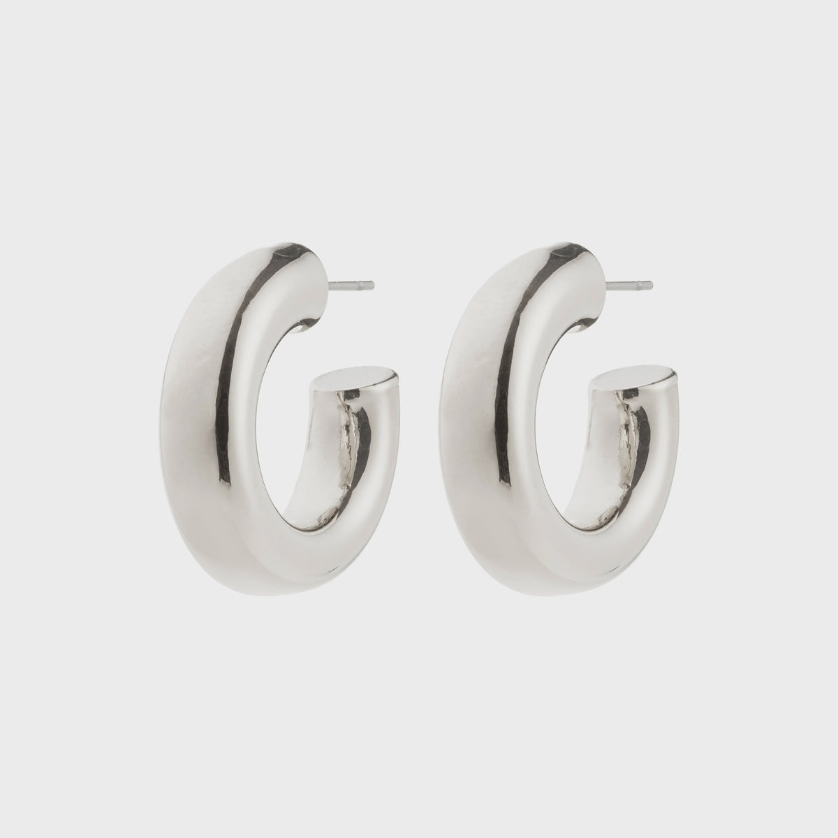 Earrings: Hoops Semi Medium Chunky Design PHASE - Silver Plated - Pilgrim