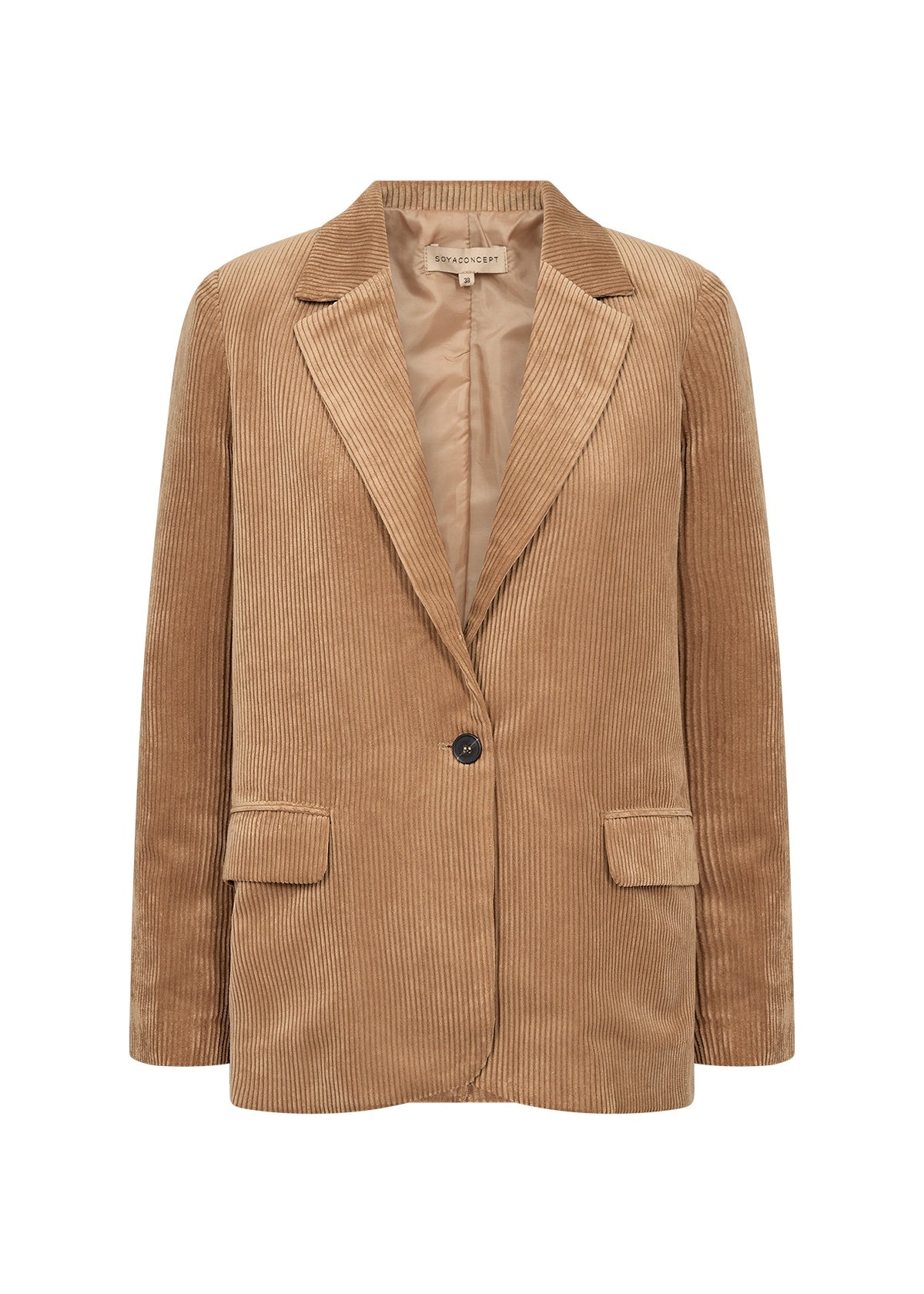 Jacket: Blazer BINDI  Velvet Texture One Button Closure - Gold - Soya Concept