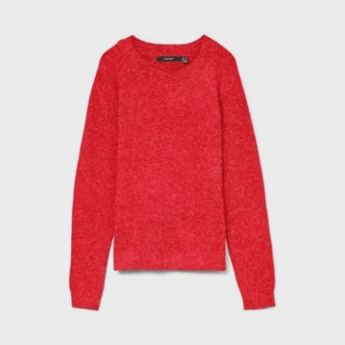 Jumper: Fine Knit Melange Round Neck Short DOFFY - Orange - Vero Moda