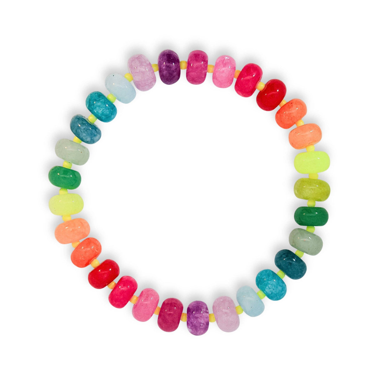 Bracelet:  Rainbow Mixed Jade Stone Natural Beaded - Multicoloured - XuXa