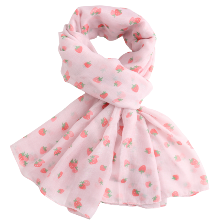 Scarf: Lightweight Strawberry Design - Pink