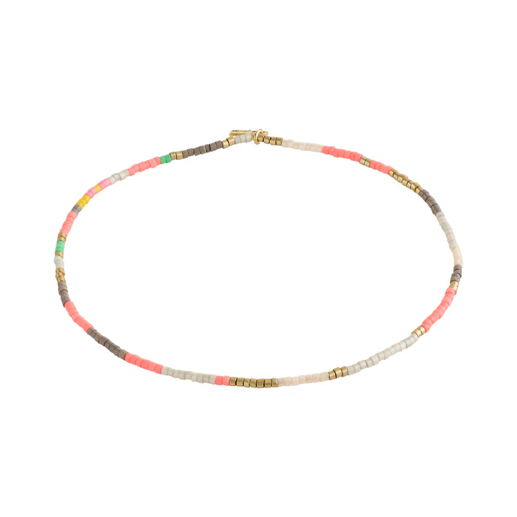 Ankle Chain: Glass Beads Pink MOON  - Gold Plated - Pilgrim