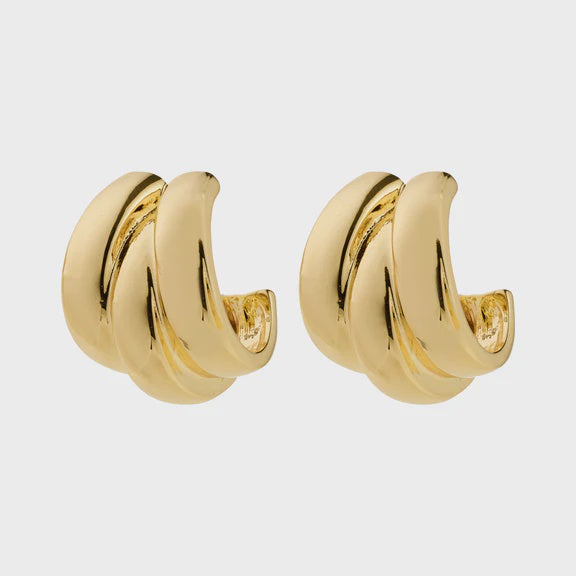 Earrings: Stud Parallel Rings Chunky DAMIA - Gold Plated - Pilgrim