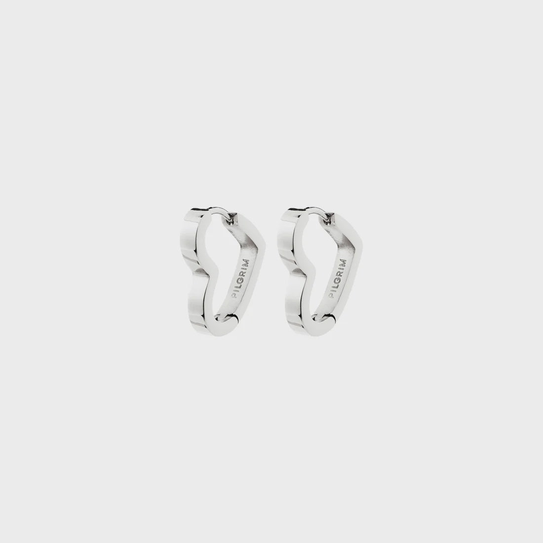 Earrings:  - Silver Plated Heart Hoops IVARIN - Silver - Pilgrim