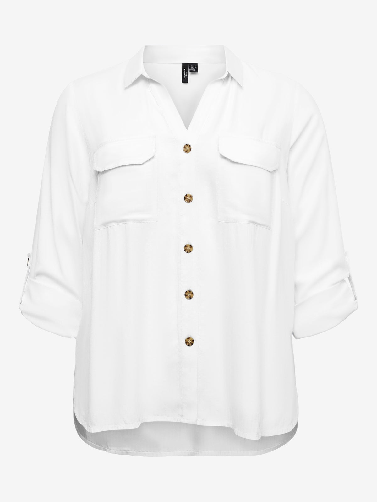 Shirt: Lightweight Collar Buttons Long Sleeve BUMPY - Snow White - Vero Moda