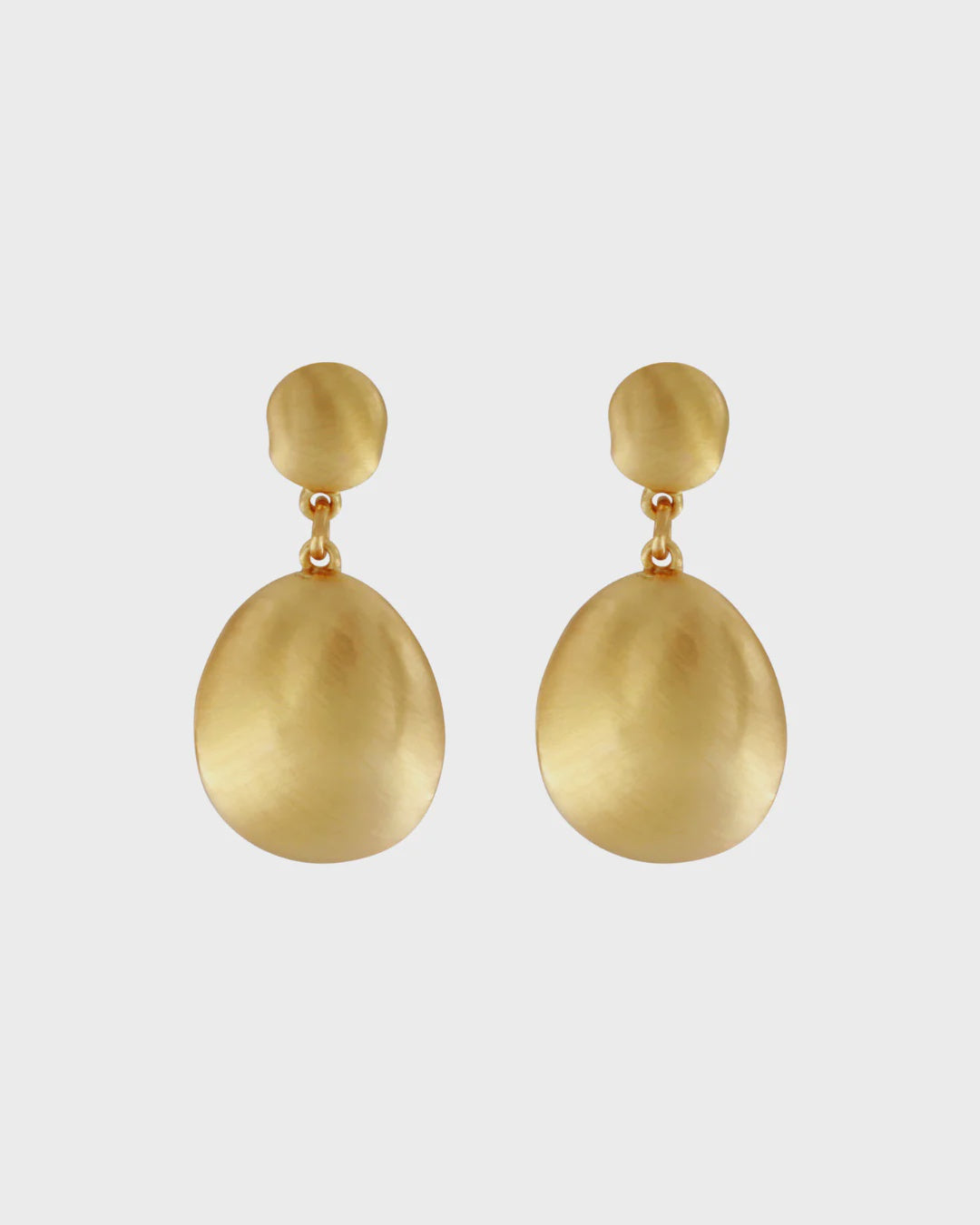 Earrings: Drops Organic Ball Double Matt Scratched Tabitha   - Gold Plated - DANSK